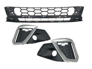 TRZY KRATKI ATRAPY NA PRZEDNI ZDERZAK AUDI A4 B9 S-LINE LIFT 2019-24 czarne