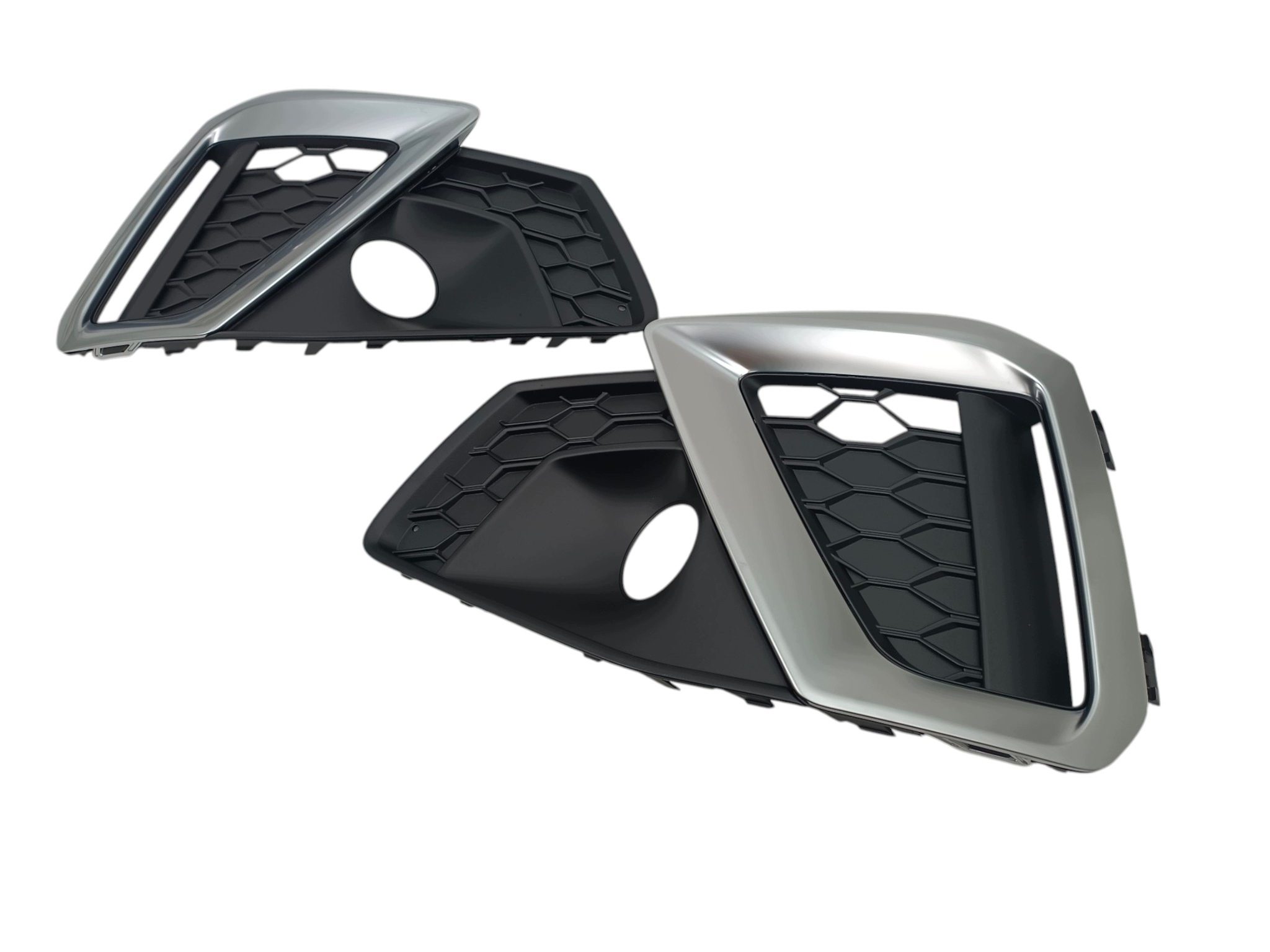 TRZY KRATKI ATRAPY NA PRZEDNI ZDERZAK AUDI A4 B9 S-LINE LIFT 2019-24 czarne - obrazek 4